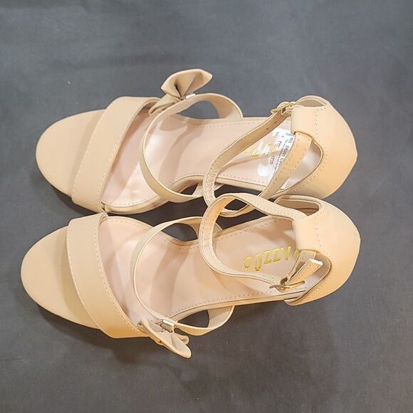 BRAND NEW PAZZLE DOUBLE BOWNOT ROUND TOE BLOCK HEEL SANDAL - Picture 5 of 15